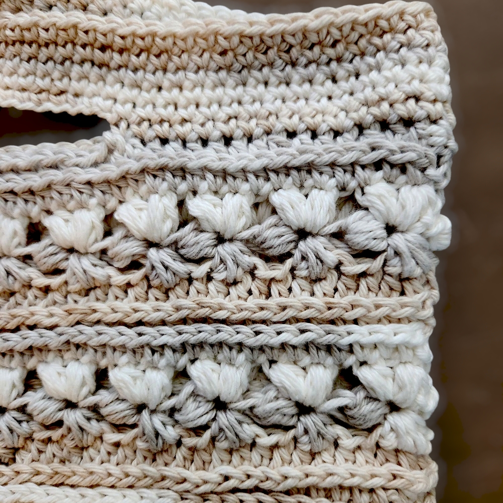 Handmade Shopping Tote Cream and Tan with Intricate Detailing - Picture 8 of 11